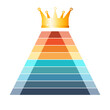 Elements for infographics, pyramid and crown on top, 9 positions