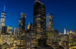 New York City. Manhattan downtown skyline skyscrapers at dark night