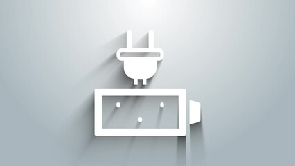 Poster - White Battery charge level indicator icon isolated on grey background. 4K Video motion graphic animation