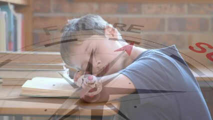 Poster - A boy is sleeping on a book in a classroom