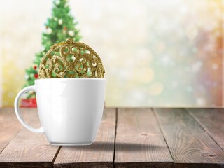 Wall Mural - Beautiful holiday Christmas decoration and cup