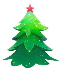 simple christmas tree, digital illustration cut out