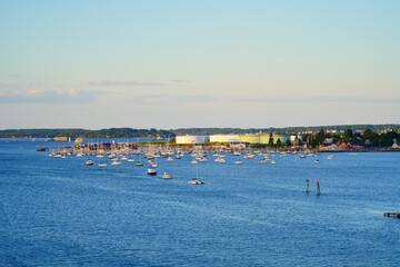 Wall Mural - Sun set Landscape of Fore river in Portland, Maine, USA