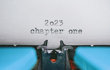 Aufkleber - Old Typewriter with following text on paper - 2023 Chapter one. new years concept