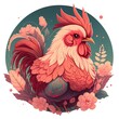Chinese zodiac rooster. Celebration of chinese new year. Digital illustration. Generative AI