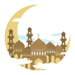 Wall Mural - muslim crescent moon and mosque