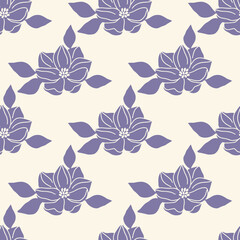 Wall Mural - Seamless pattern with magnolia flower. Floral digital paper. Botanical ornament vector illustration. Tropical plant fabric print for textile, cover, wallpaper.