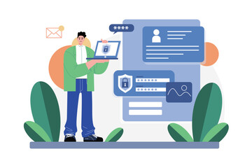 Login Access Protection Illustration concept on white background