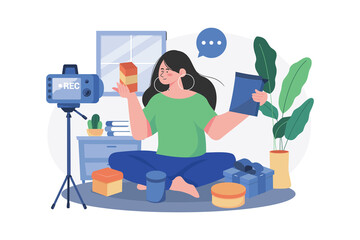 Woman Doing A Product Unboxing Video