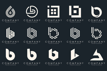 Set of creative letter B logo design template. icons for business of luxury, elegant, simple.