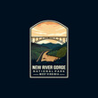 New River Gorge national park vector template. West Virginia landmark illustration in patch emblem style.