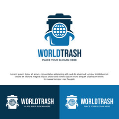 Trash of world vector logo template
