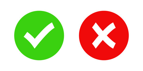 Green check mark and red cross mark icon set