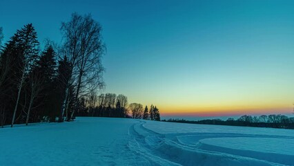 Wall Mural - Beautiful Cinematic Sunset Timelapse in The Snow
