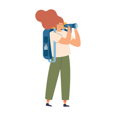 Sticker - female traveler with binoculars