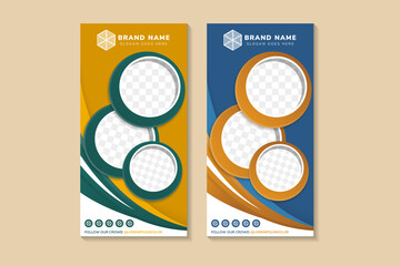 Poster - blue and gold background elegance abstract curve Business Roll Up Banner gradient elements design template. Abstract Geometric banners Vector illustration set, abstract presentation template