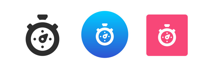 Poster - Stopwatch time countdown chronometer icon set vector flat illustration. Timer deadline fixing