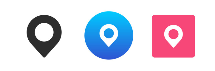 Poster - map pin gps location searching pointer direction navigation icon set vector flat illustration