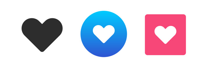 Poster - Heart icon dating application internet communication digital service button set vector flat