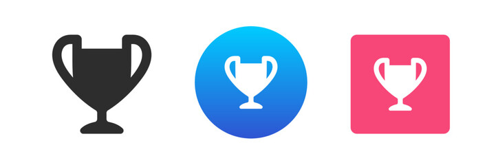 Poster - Cup award achievement best reward success leadership first place honor icon set vector flat