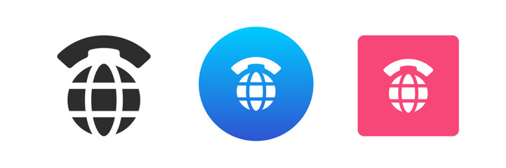 Poster - Phone international communication global helpdesk internet call digital service icon set vector flat