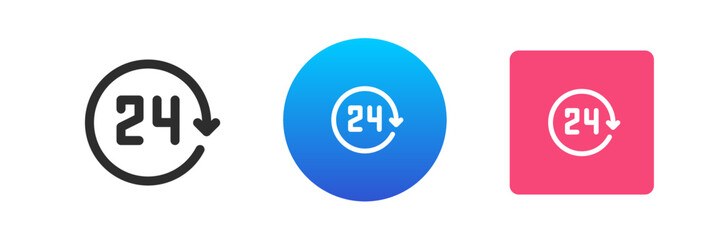 Poster - 24 hours always available symbol shopping delivery helpdesk with circle arrow icon set vector flat