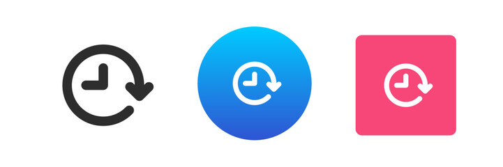 Poster - Clock circle arrow always available service shop customer support helpdesk icon set vector flat