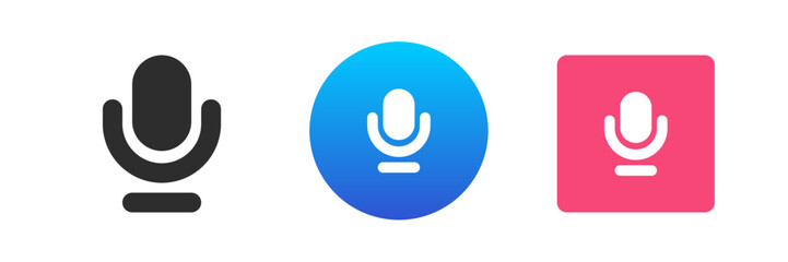 Poster - Microphone speech recording audio sound digital broadcasting icon set vector flat illustration