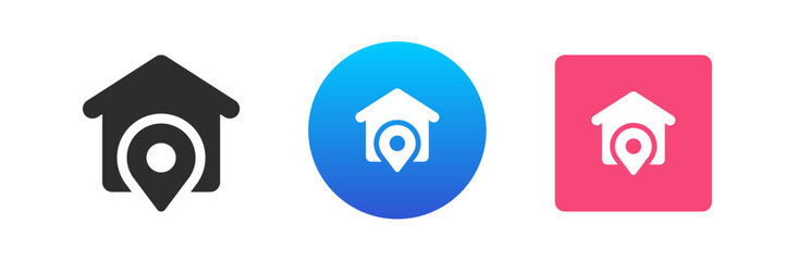 Poster - House hotel address map pin GPS pointer location destination place icon set vector flat illustration