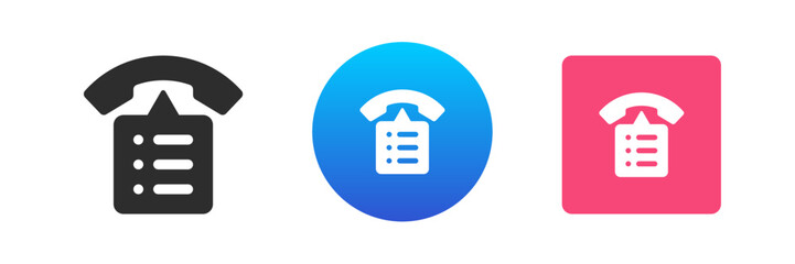 Poster - Phone book call telephone directory name address list data info communication icon set vector flat