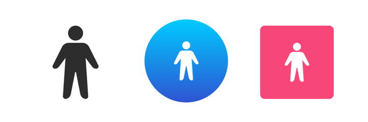 Poster - Standing man body user member gender personal avatar private information icon set vector flat