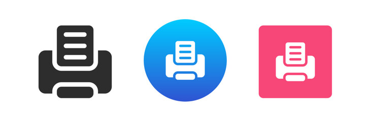 Poster - Document print technology device print connection ink machine electronic page icon set vector flat