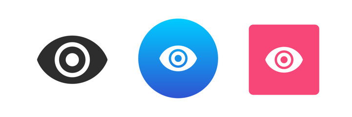 Poster - Eye optical vision watching cyberspace eyesight spectrum digital navigation icon set vector flat