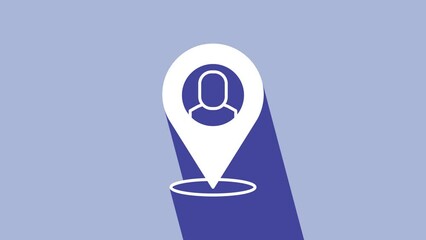 Poster - White Worker location icon isolated on purple background. 4K Video motion graphic animation
