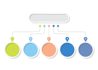 Process infographic with 5 steps, process or options.