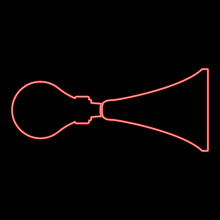 Neon Car Horn Klaxon Vintage Style Car Single Tube Air Horn Hooter Car Whistle Siren Buzzer Red Color Vector Illustration Image Flat Style