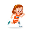 little kid with prosthetic leg run on race