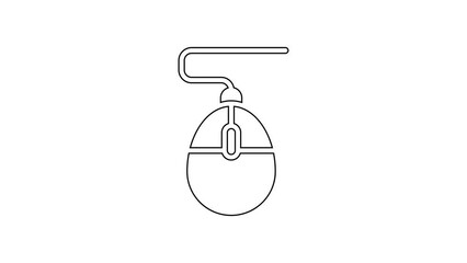 Poster - Black line Computer mouse gaming icon isolated on white background. Optical with wheel symbol. 4K Video motion graphic animation