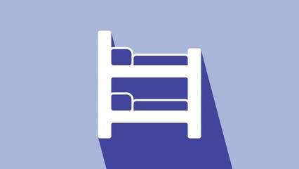 Wall Mural - White Bunk bed icon isolated on purple background. 4K Video motion graphic animation