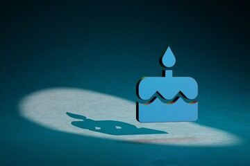Poster - Beautiful abstract illustrations Cake symbol icon on a dark blue background. 3d rendering illustration. Background pattern for design.