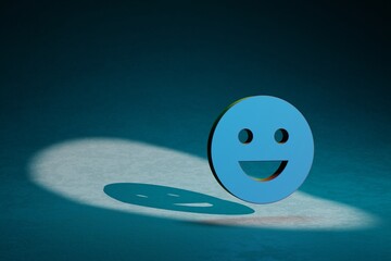 Poster - Beautiful abstract illustrations Emoji Emotions symbol icon on a dark blue background. 3d rendering illustration. Background pattern for design.