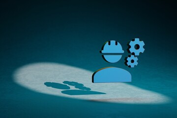 Poster - Beautiful abstract illustrations Engineering symbol icon on a dark blue background. 3d rendering illustration. Background pattern for design.