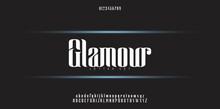 GLAMOUR Luxury Letter Fonts And Alphabet Set. Modern Tech Typeface. Minimal Font Logo Design For Company.