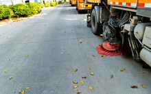 Street Sweepers Are Cleaning City Street
