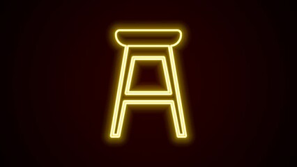 Wall Mural - Glowing neon line Chair icon isolated on black background. 4K Video motion graphic animation