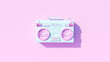Pale Blue Pink Vintage 80's Style Boombox Hi Fi Portable Cassette Player Stereo Speakers Pink Background 3d illustration render