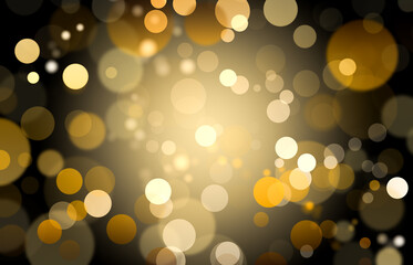 Canvas Print - golden glowing circles on a black background. bokeh