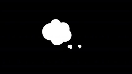 Fototapete - Animated thinking shape element. Flat cartoon style HD video footage. Cloud message. Speech bubble color illustration on black background with alpha channel transparency for animation