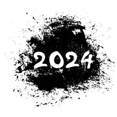 Wall Mural - Graffiti 2024 date with splash effects and drops in black on white. Urban street graffiti style. Print for banner, poster, greeting card, sticker. Vector illustration