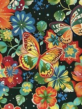 Seamless Pattern With Butterflies. Colorful Paintings Of Butterflies And Flowers On Dark Background. 